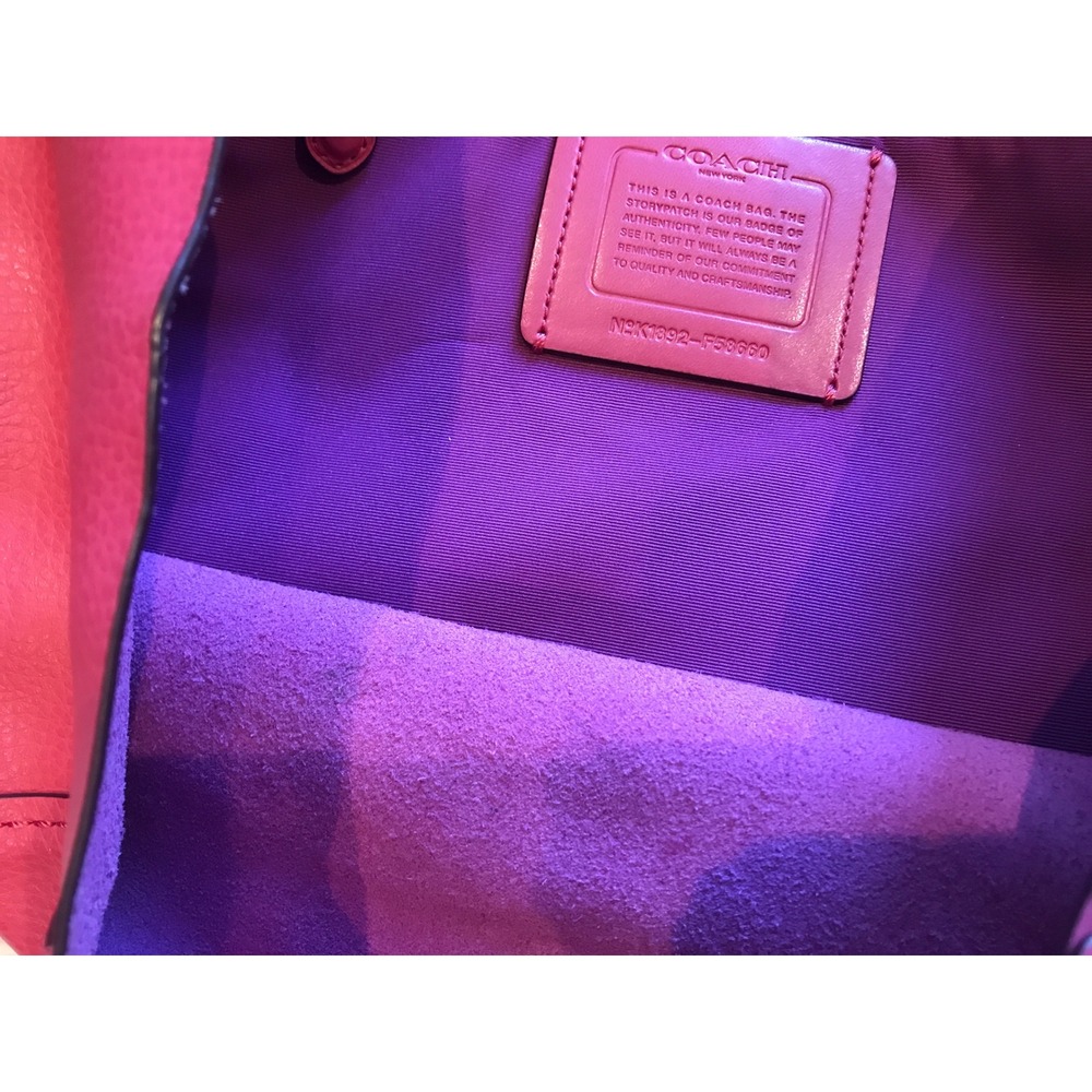 Coach Central Tote Pink Pebbled Leather Shoulder Bag F58660 Purple Interior - Picture 7 of 13